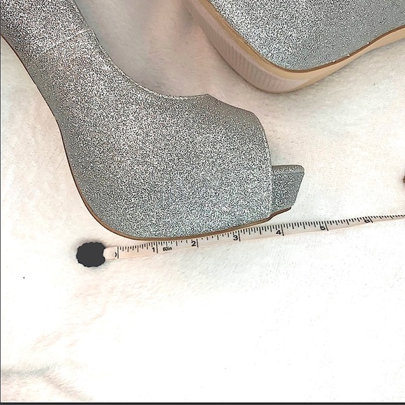 De Blossom Collection Heel Silver Sparkle Peep Toe Carina-102 - Picture 13 of 16